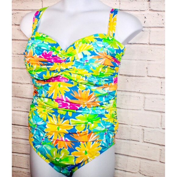 Bleu Rod Beattie Plus Size Shirred Bandeau One Piece Swimsuit Size 20W NWT - Picture 4 of 7